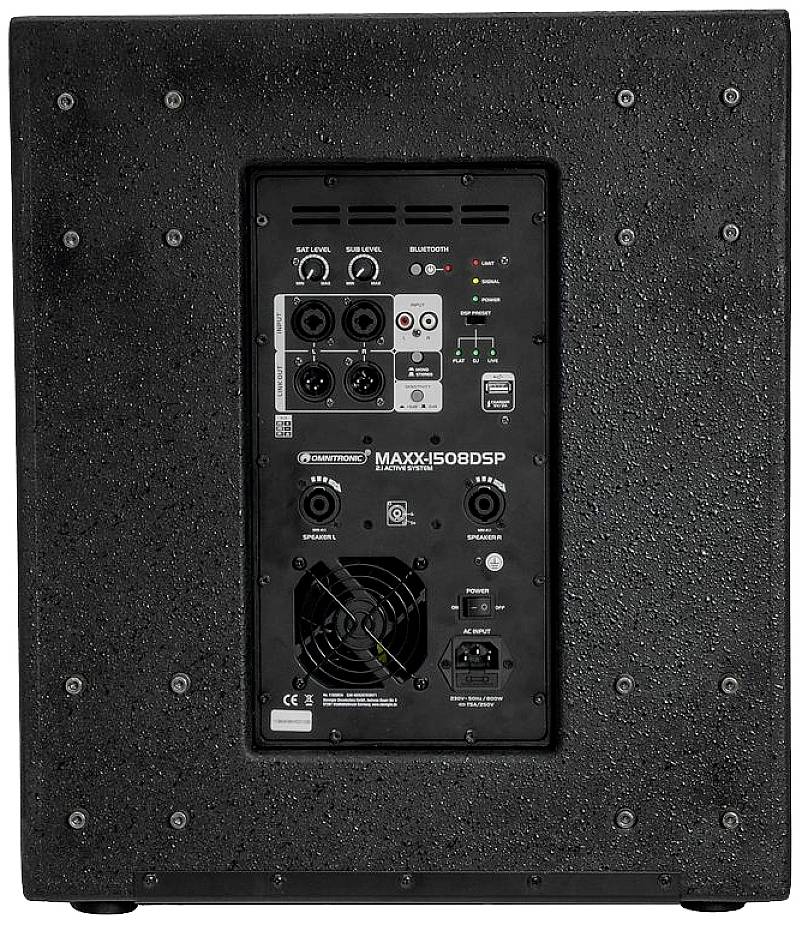 Omnitronic MAXX-1508DSP 2.1 Aktives PA-Lautsprecher-Set Bluetooth, inkl. Subwoofer