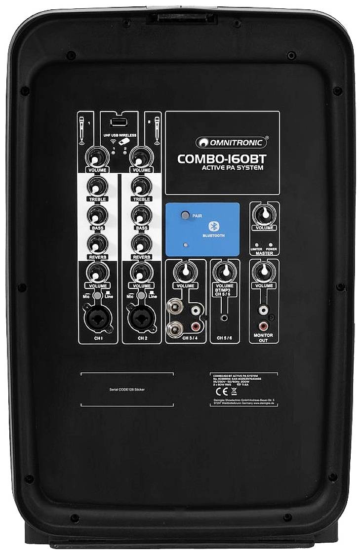 Omnitronic COMBO-160BT Aktives PA-Lautsprecher-Set Bluetooth