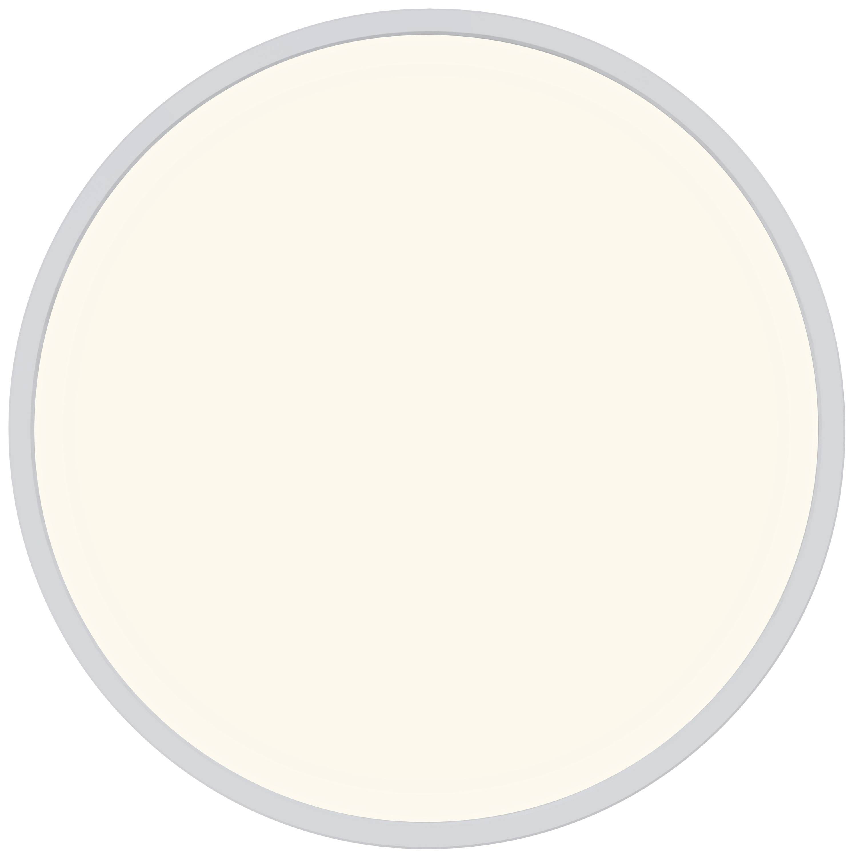 Kreisförmiges, cremefarbenes Lichtpanel, gleichmäßig beleuchtet, umgeben von einem dünnen grauen Rand.