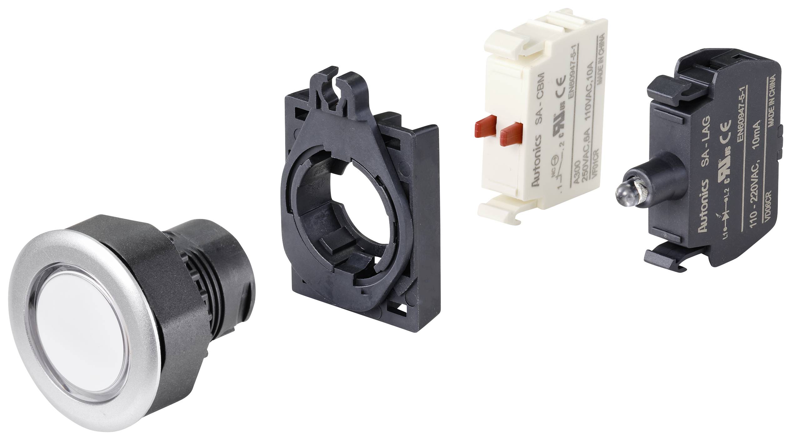 TRU COMPONENTS TC-10343980 S3PFU-P3W Drucktaster Knopf Weiß (transparent)