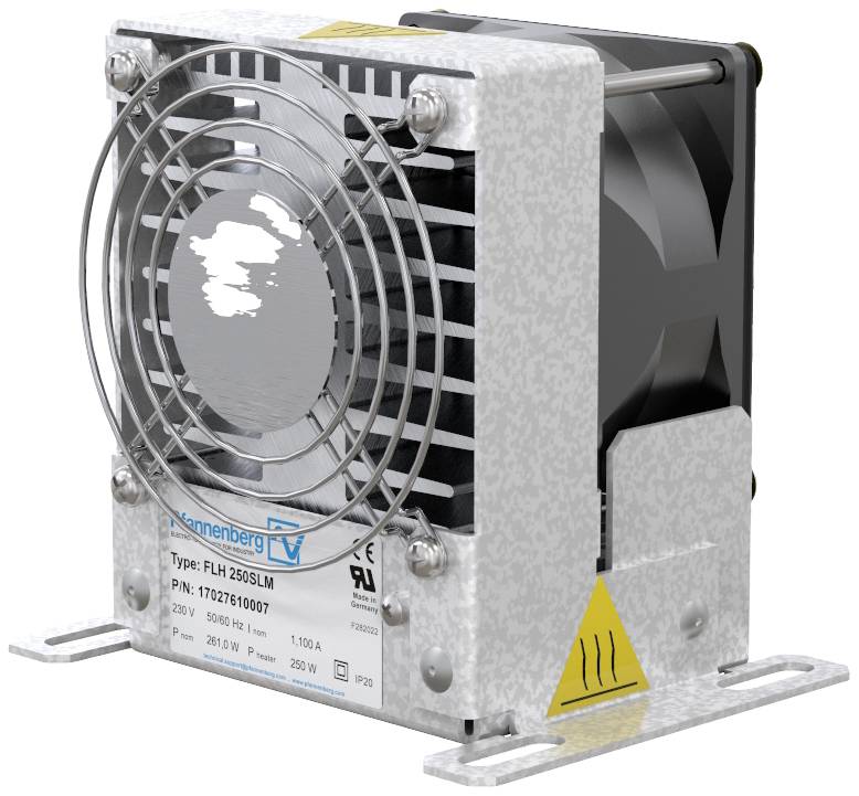 Industrieller Ventilator mit Metallgehäuse und Schutzgitter; für Belüftung oder Kühlung in Maschinen oder Schaltschränken verwendet.