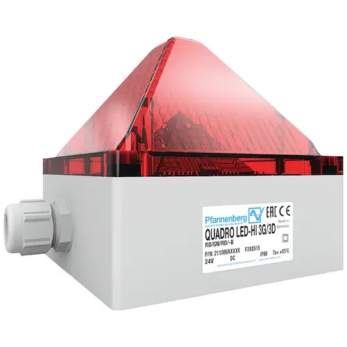 Pfannenberg Blitzleuchte LED QUADRO LED-HI-3G/3D LV RD 21108635009 Rot Blitzlicht 24 V/DC Pfannenberg Blitzleuchte LED QUADRO LED-HI-3G/3D LV RD 21108635009 Rot Blitzlicht 24 V/DC
