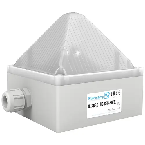 Pfannenberg Blitzleuchte LED QUADRO LED-RGB-3G/3D LV 21109638009 Weiß Blitzlicht 24 V/DC Pfannenberg Blitzleuchte LED QUADRO LED-RGB-3G/3D LV 21109638009 Weiß Blitzlicht 24 V/DC