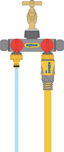 Hozelock 2252 0000 2-Wege-Verteiler 12 - 15mm (1/2") Ø mit Regulierventil