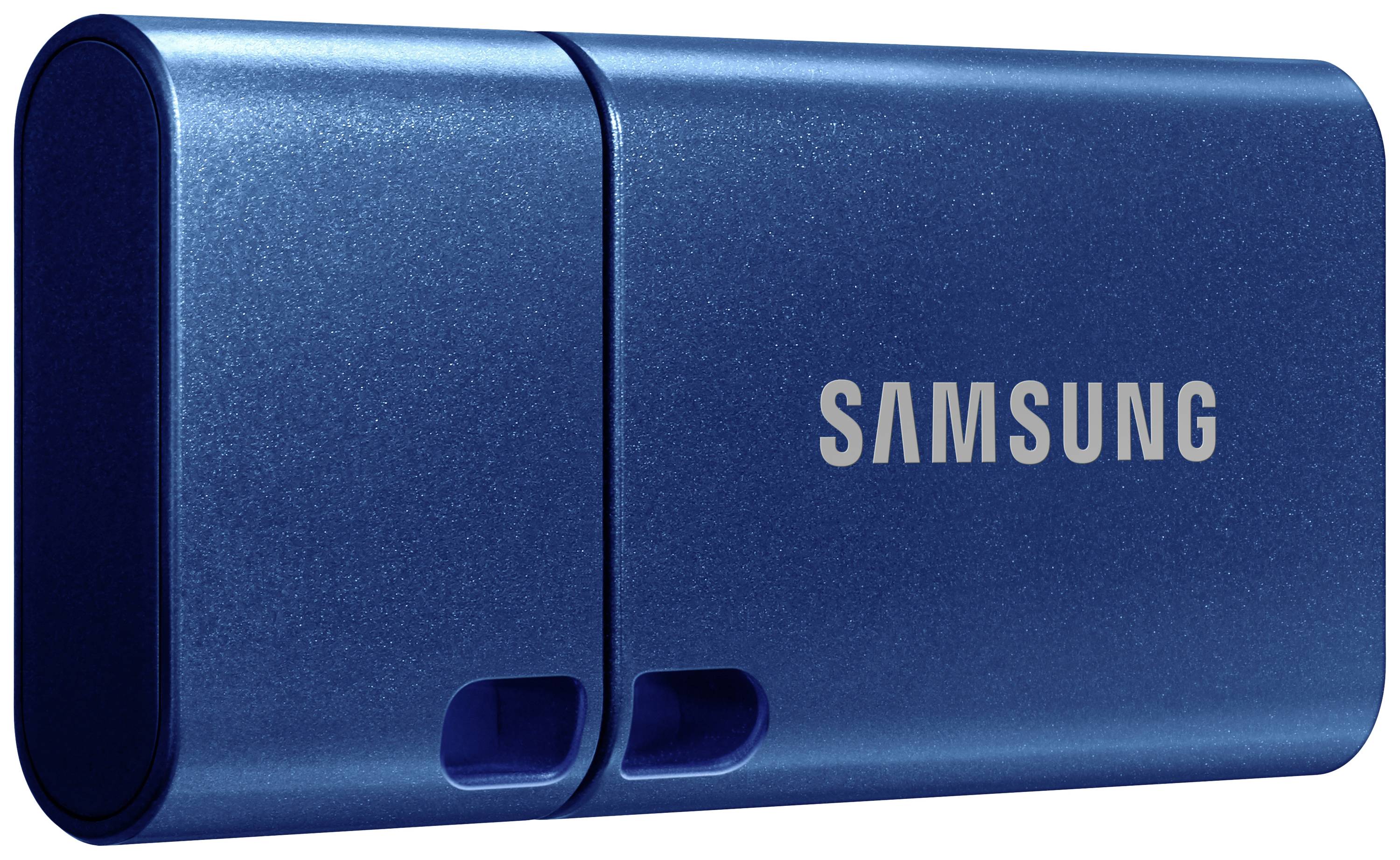Blauer USB-Stick mit 'Samsung'-Logo.