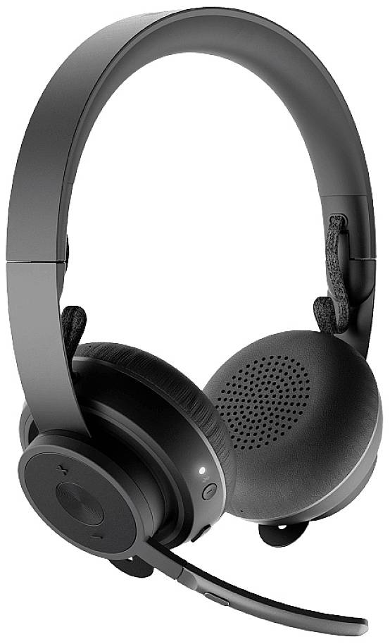 Logitech Zone Wireless On Ear Headset Funk, Bluetooth® Stereo Schwarz Mikrofon-Rauschunterdrückung, Noise Cancelling Batterieladeanzeige, Faltbar