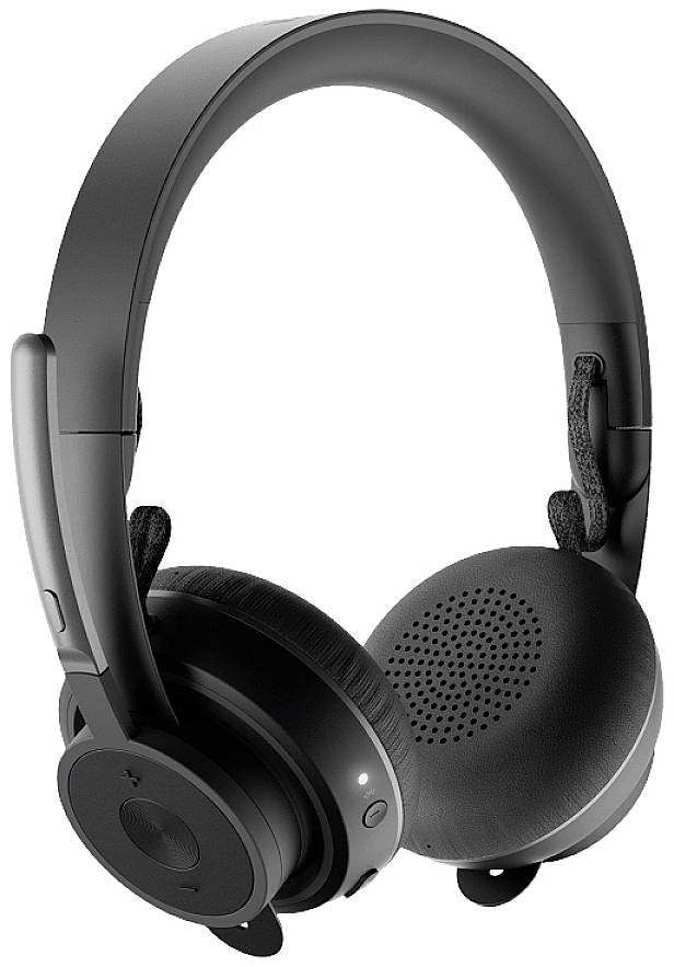 Logitech Zone Wireless On Ear Headset Funk, Bluetooth® Stereo Schwarz Mikrofon-Rauschunterdrückung, Noise Cancelling Batterieladeanzeige, Faltbar