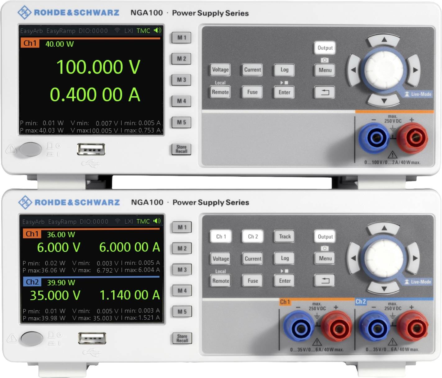 Rohde & Schwarz NGA142COMb Labornetzgerät, einstellbar 100V (max.) 2A (max.) 80W fernsteuerbar, programmierbar Anzahl Ausgänge 2 x