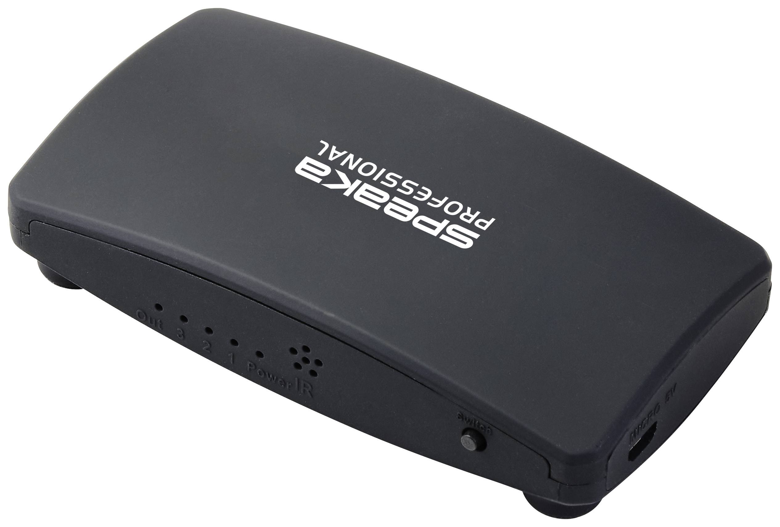 SpeaKa Professional SP-HDS-200 3 Port HDMI-Switch mit Fernbedienung UHD 8K @ 60 Hz, UHD 4K @ 120Hz