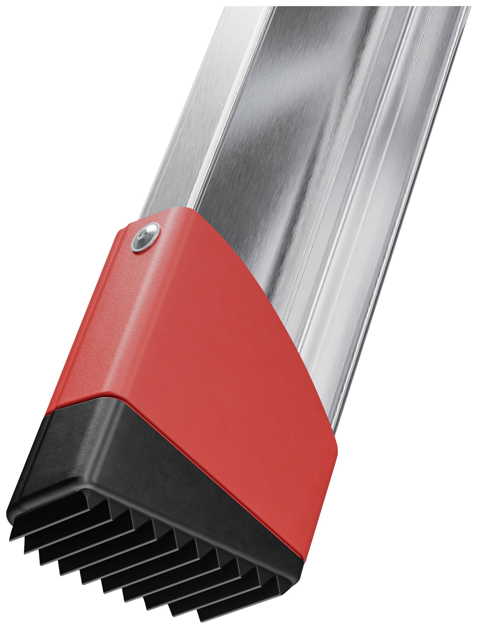 Langer abgewinkelter Aluminiumarm mit rotem Kunststoffende und schwarz gerillter Unterseite.