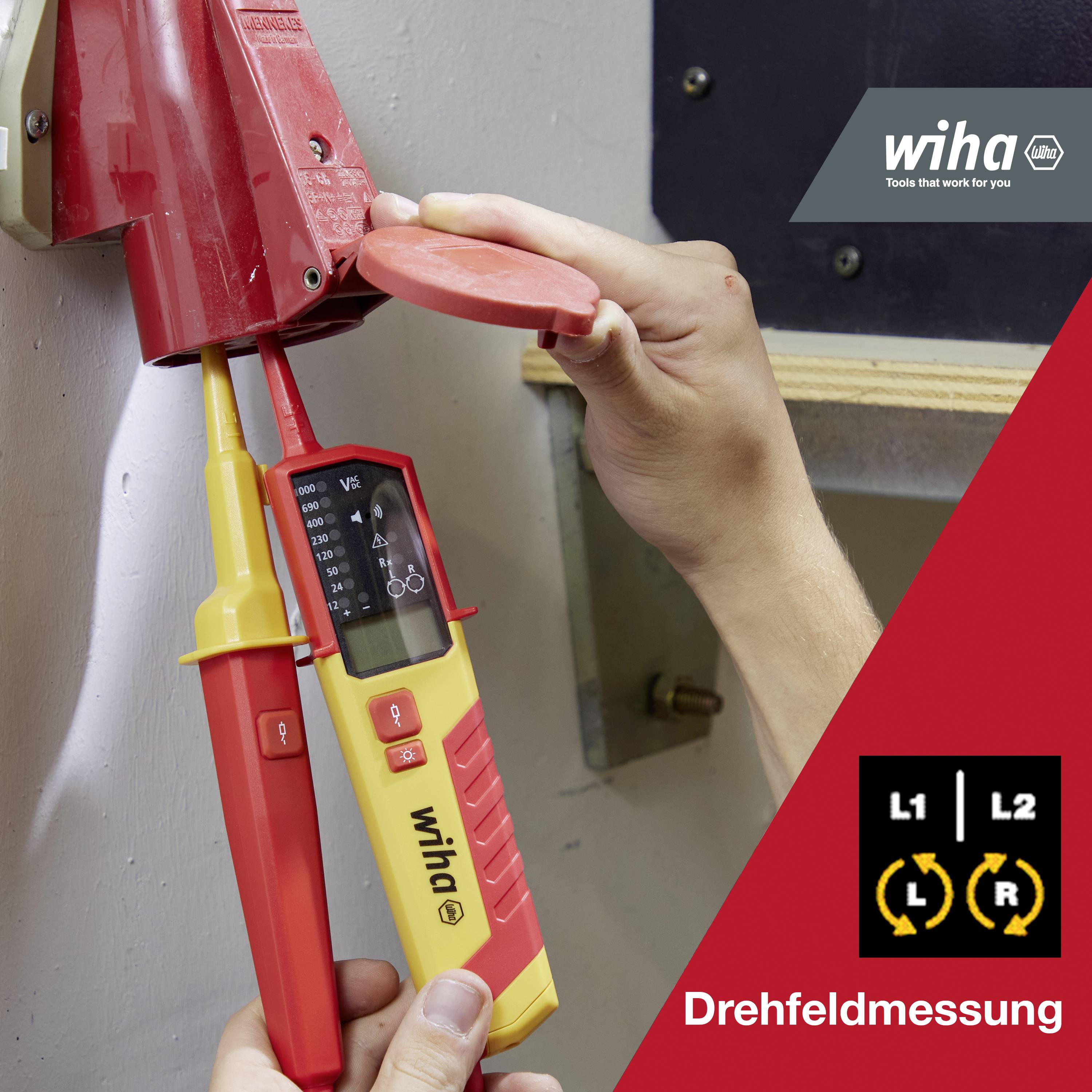 Wiha 45217 Spannungs- und Durchgangsprüfer CAT III 1000 V, CAT IV 600 V LED, Akustik