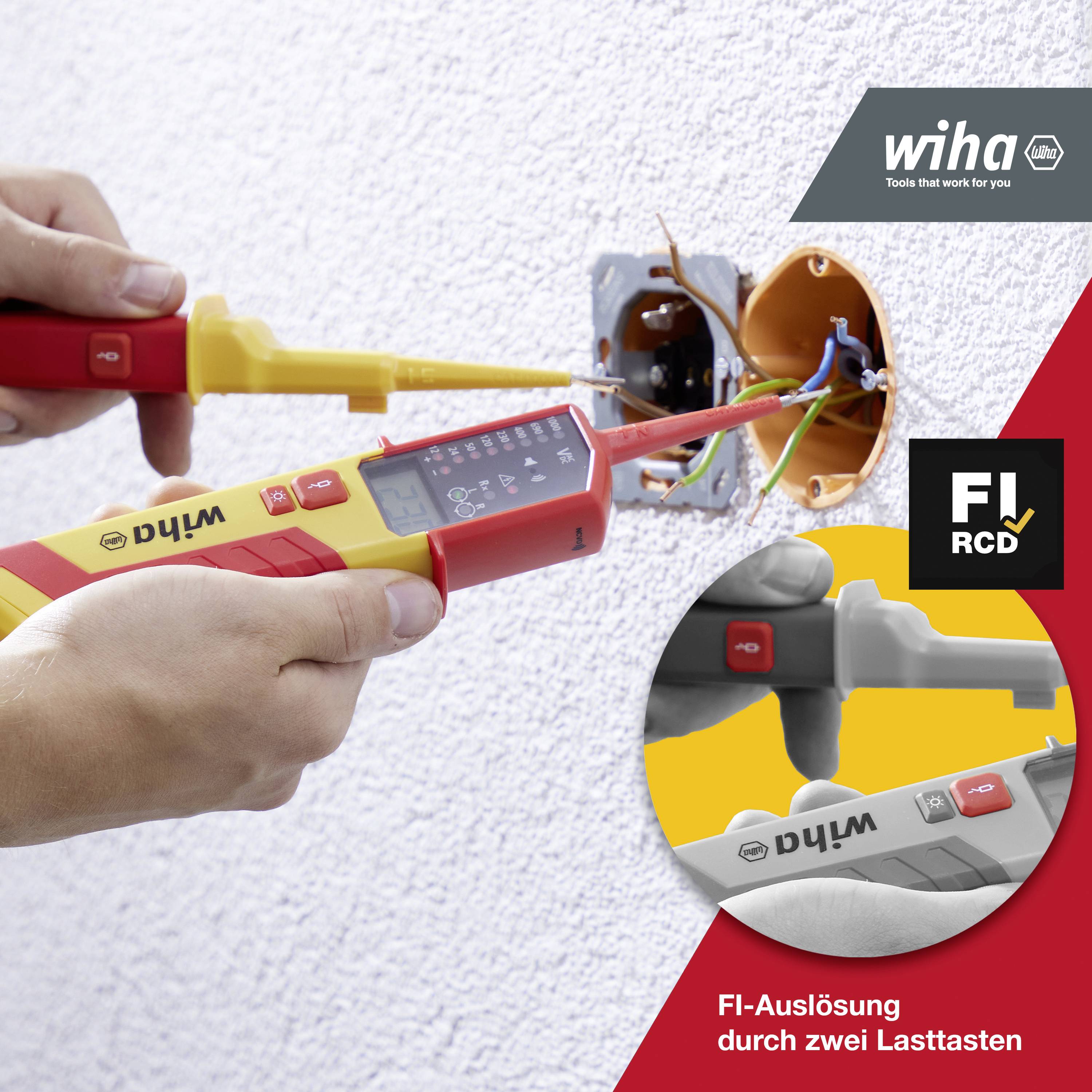 Wiha 45217 Spannungs- und Durchgangsprüfer CAT III 1000 V, CAT IV 600V LED, Akustik