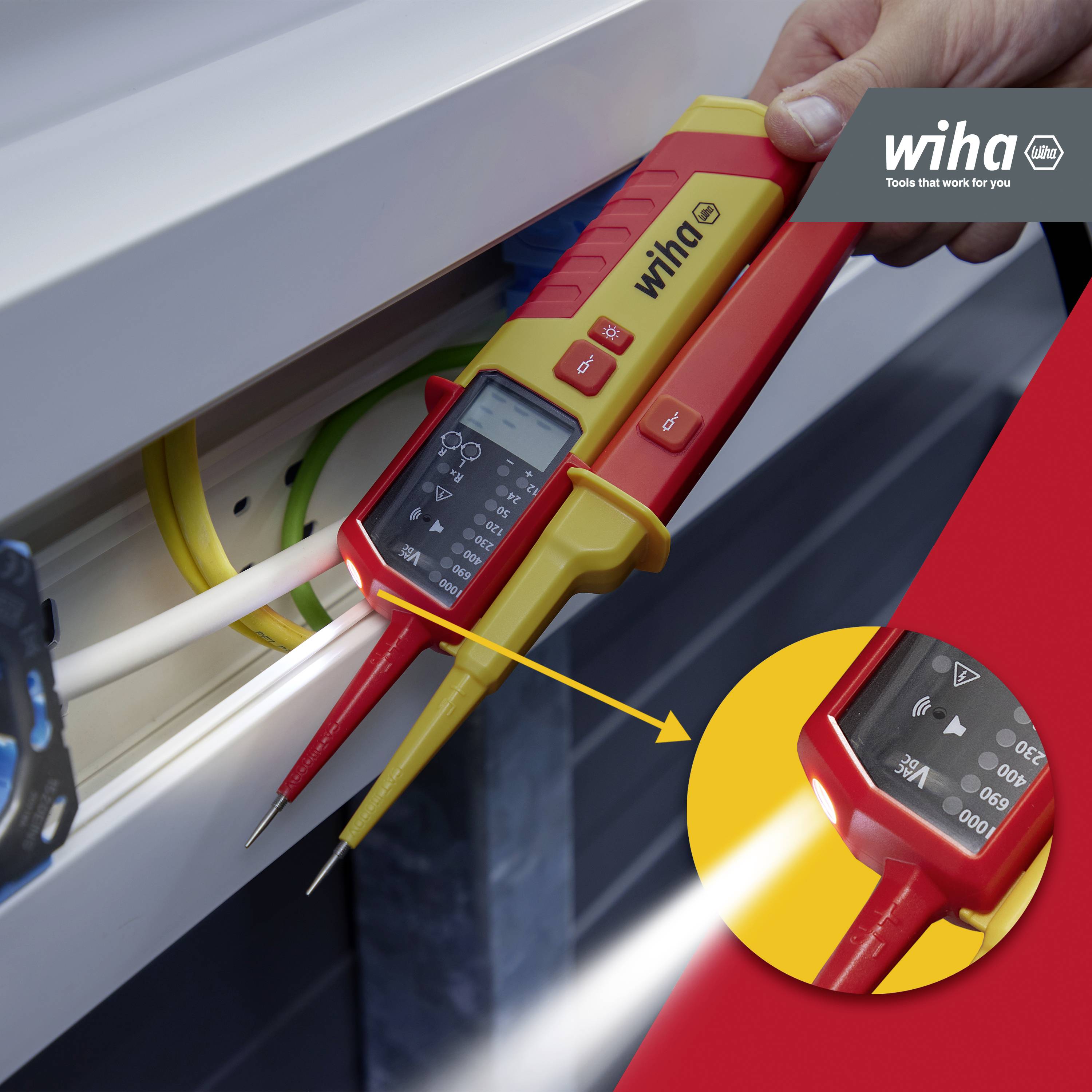 Wiha 45217 Spannungs- und Durchgangsprüfer CAT III 1000 V, CAT IV 600V LED, Akustik