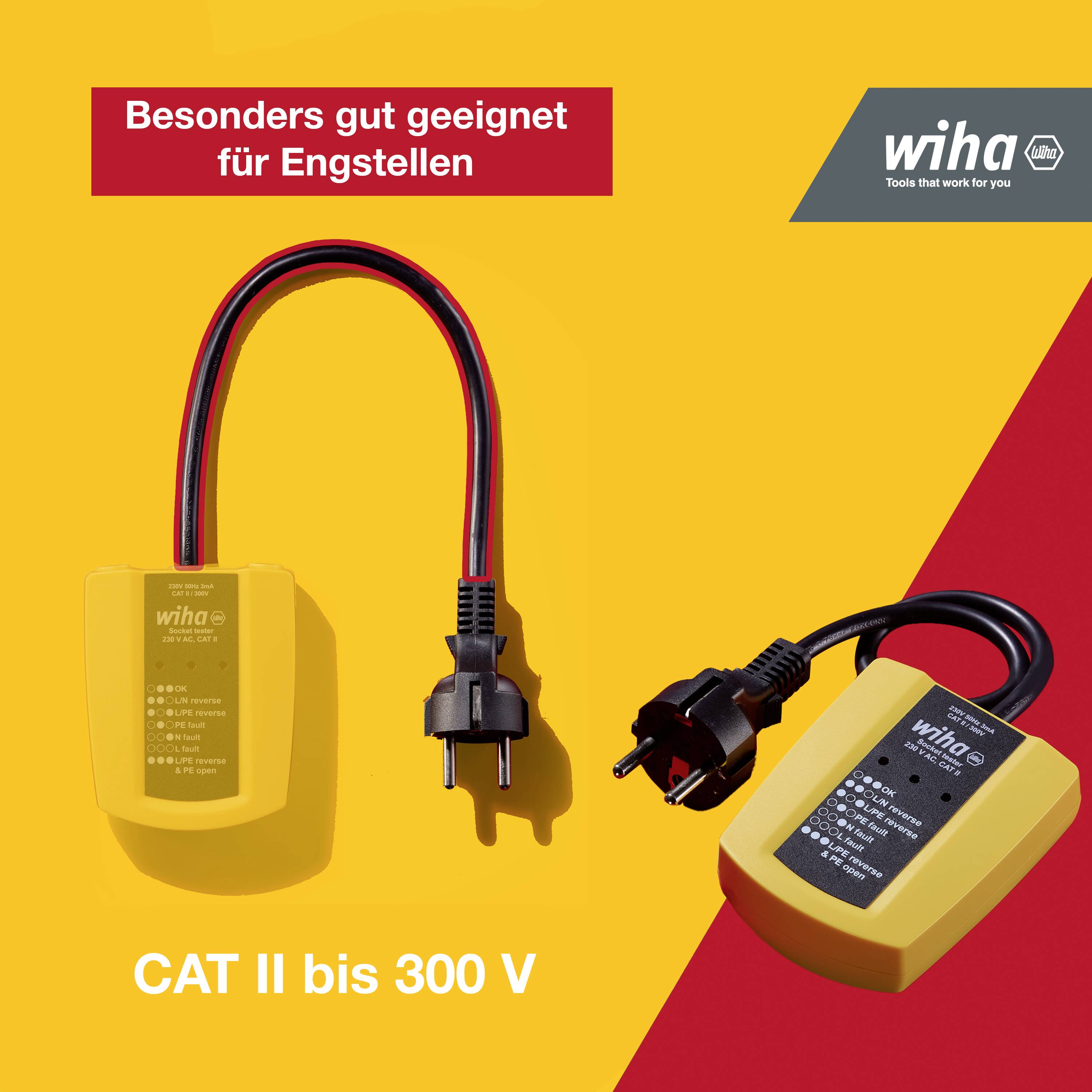 Wiha 45220 Steckdosentester CAT III 300V LED
