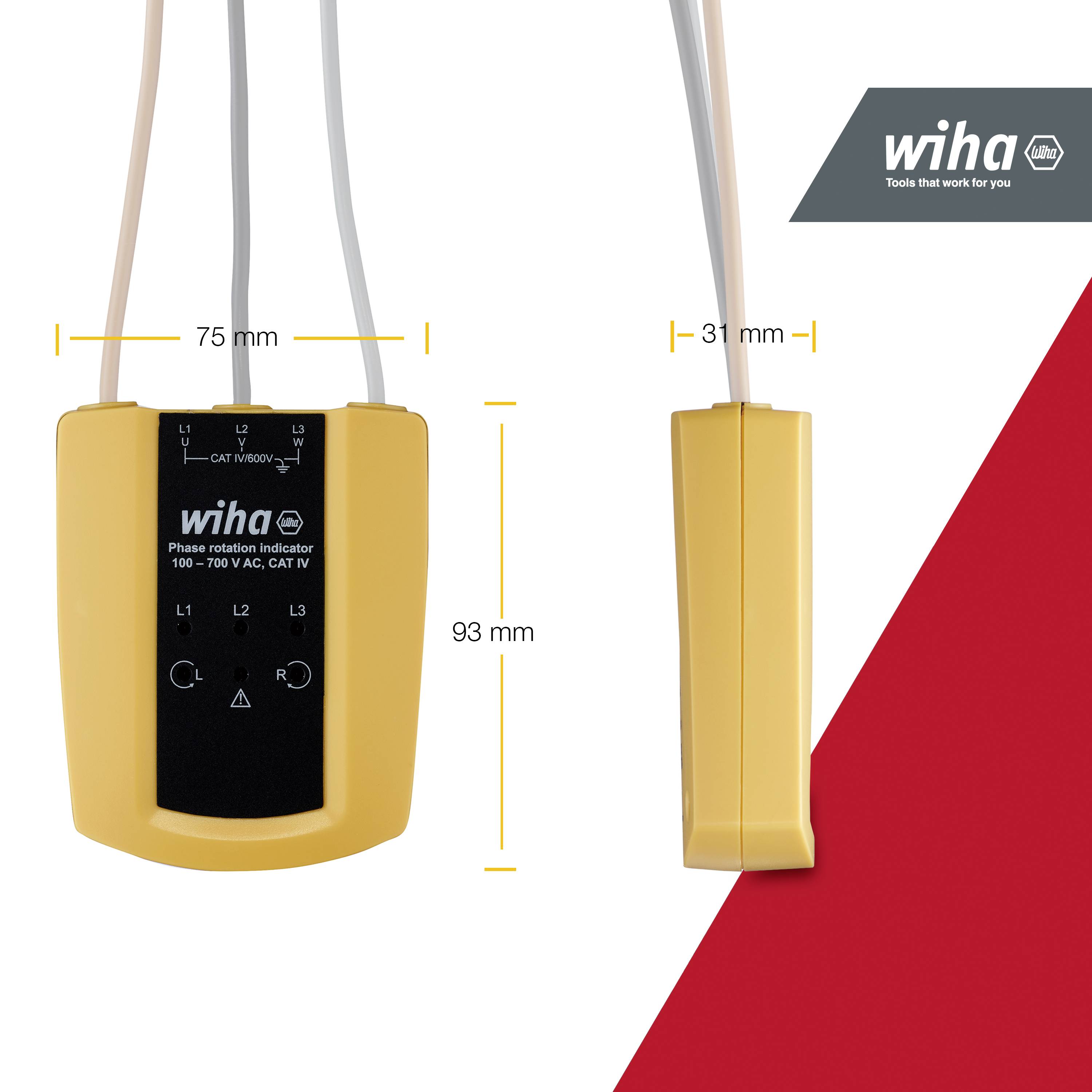 Wiha 45221 Drehfeldtester CAT III 1000 V, CAT IV 600V