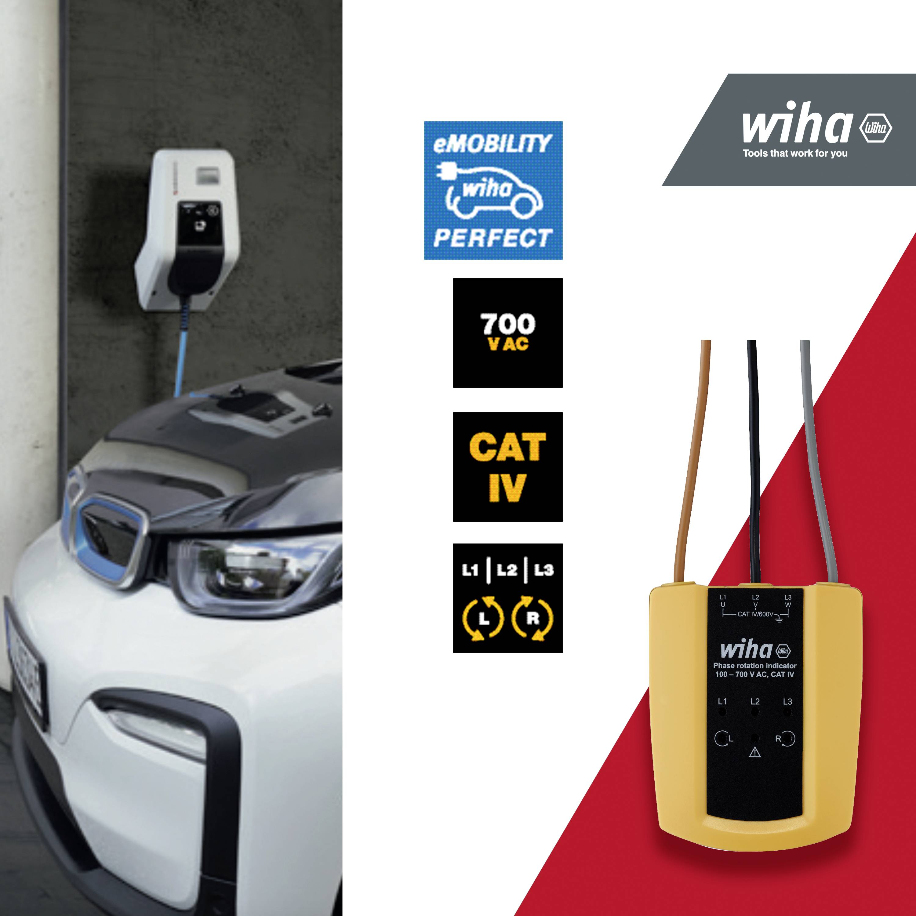 Wiha 45221 Drehfeldtester CAT III 1000 V, CAT IV 600 V