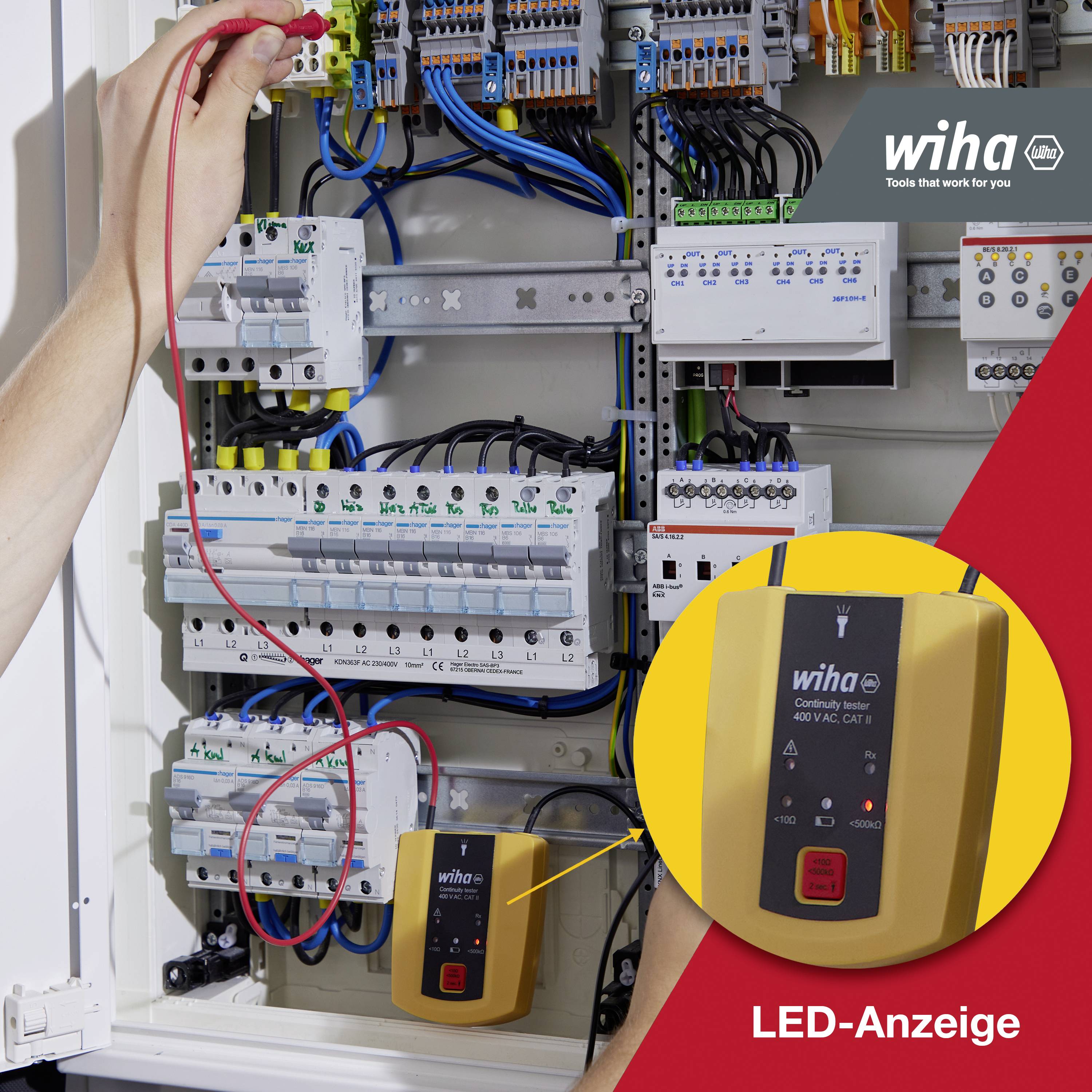 Wiha 45222 Durchgangsprüfgerät CAT II 600 V LED, Akustik