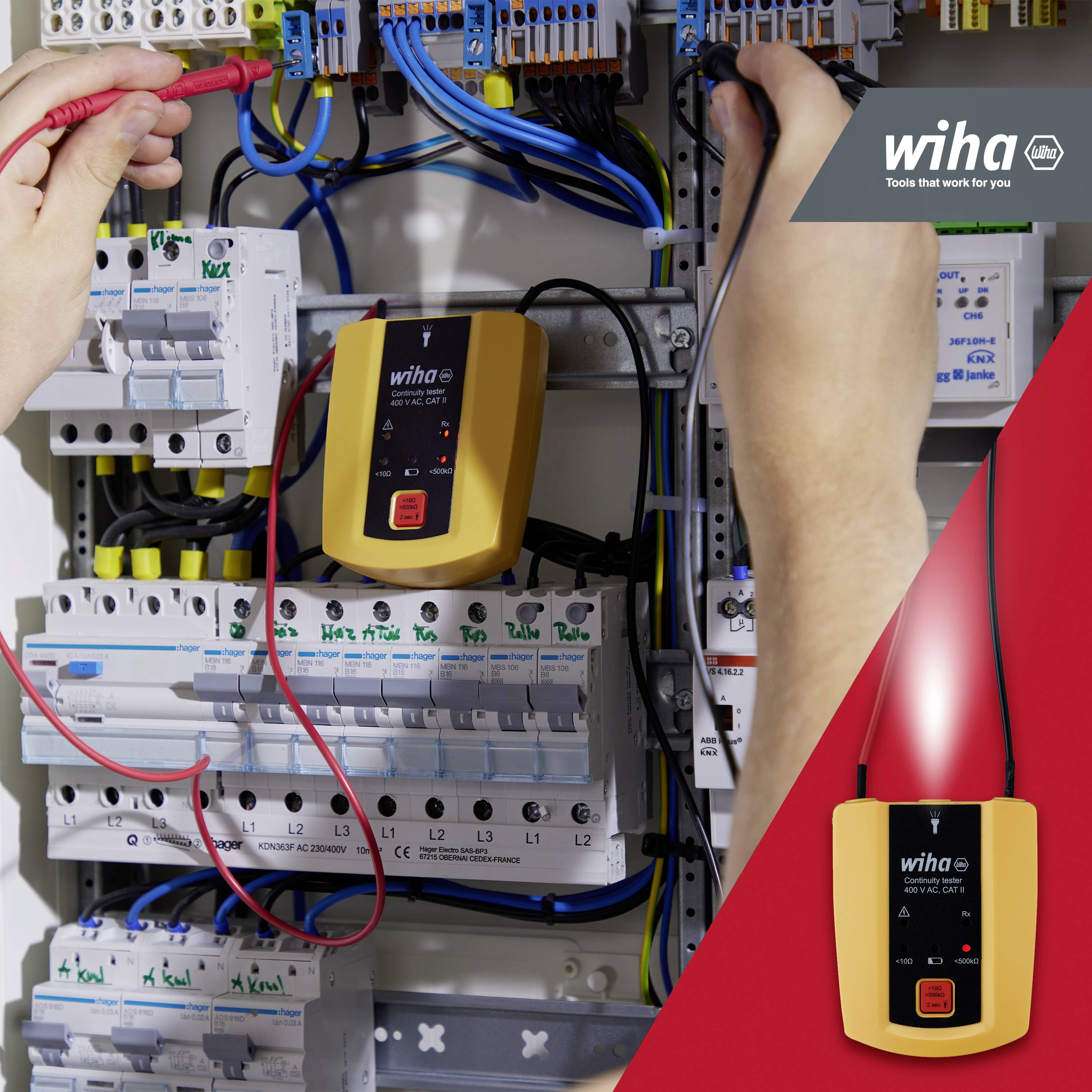 Wiha 45222 Durchgangsprüfgerät CAT II 600V LED, Akustik