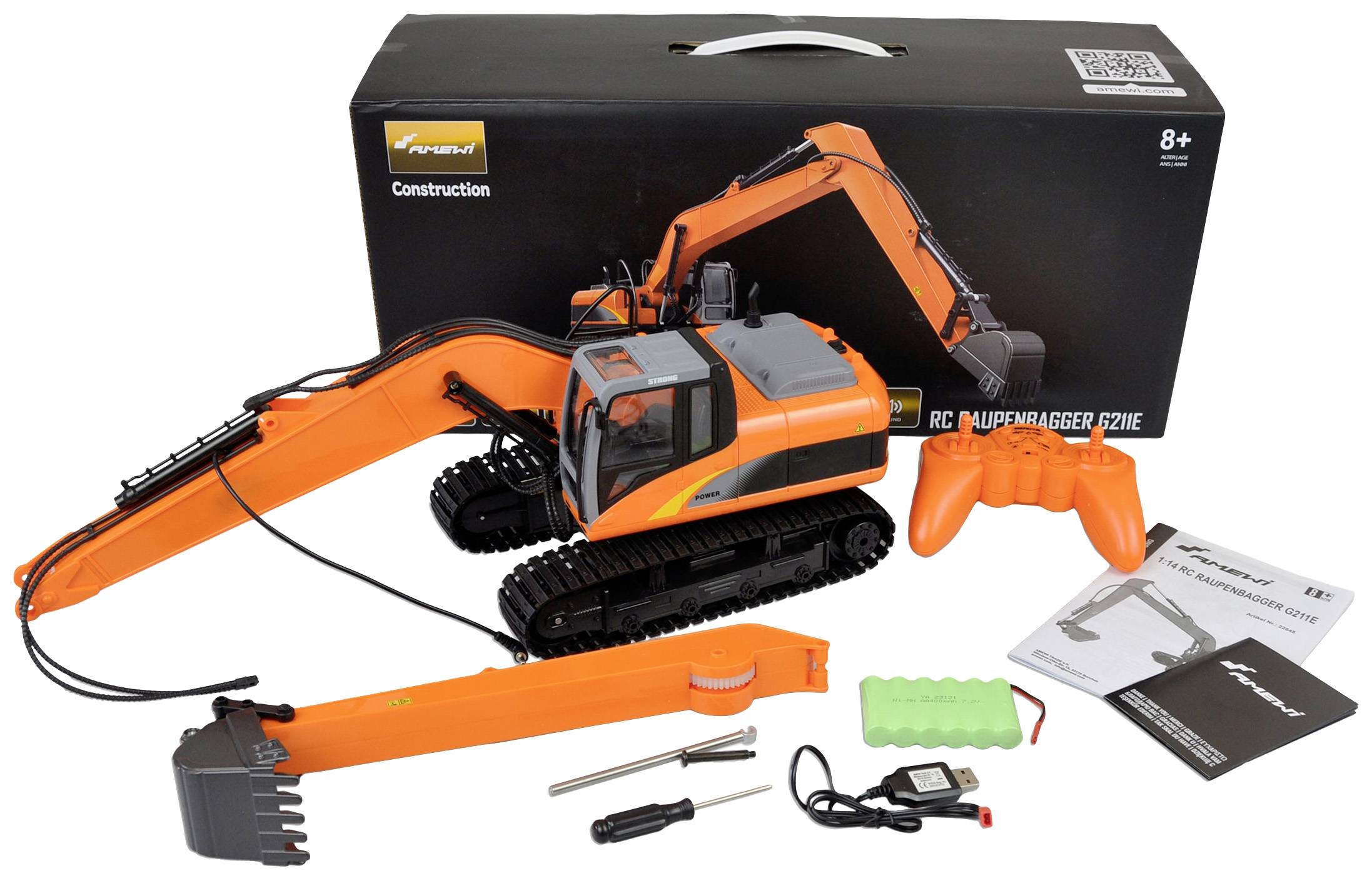 Amewi 22545 Bagger G211E 1:14 Elektro RC Funktionsmodell RtR