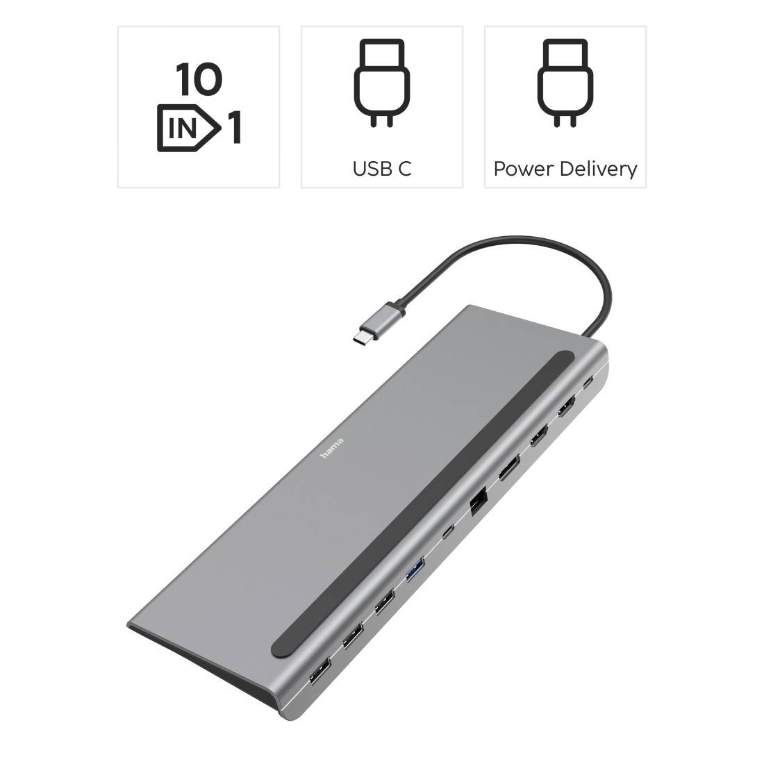 Hama USB-C® Dockingstation Connect2Office Pro Passend für Marke Dockingstations: Universal USB-C® Power Delivery