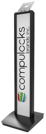 Computerschloss-Halterung von Compulocks, vertikales Design, Markenlogo sichtbar.