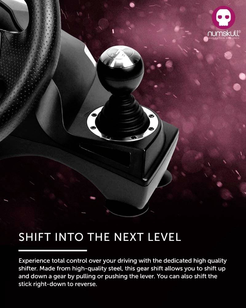 Konix Pro Steering Wheel Lenkrad PlayStation 4, Xbox One, Xbox Series S, Xbox Series X, Nintendo Switch Schwarz inkl. Gangschaltung, inkl. Pedale