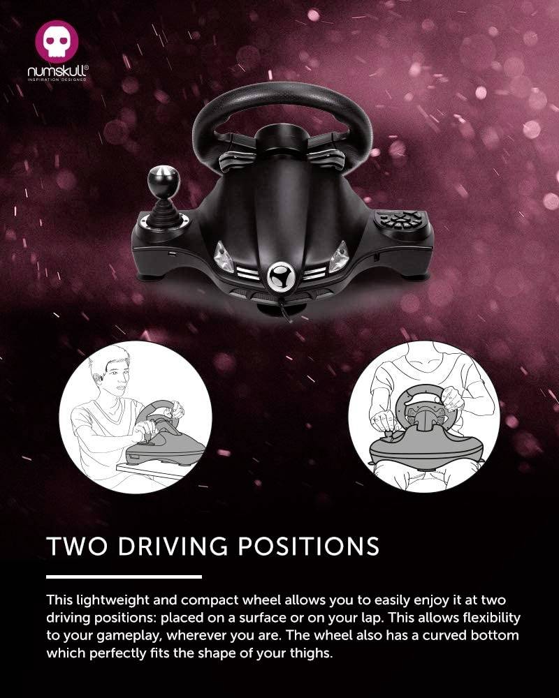 Konix Pro Steering Wheel Lenkrad PlayStation 4, Xbox One, Xbox Series S, Xbox Series X, Nintendo Switch Schwarz inkl. Gangschaltung, inkl. Pedale