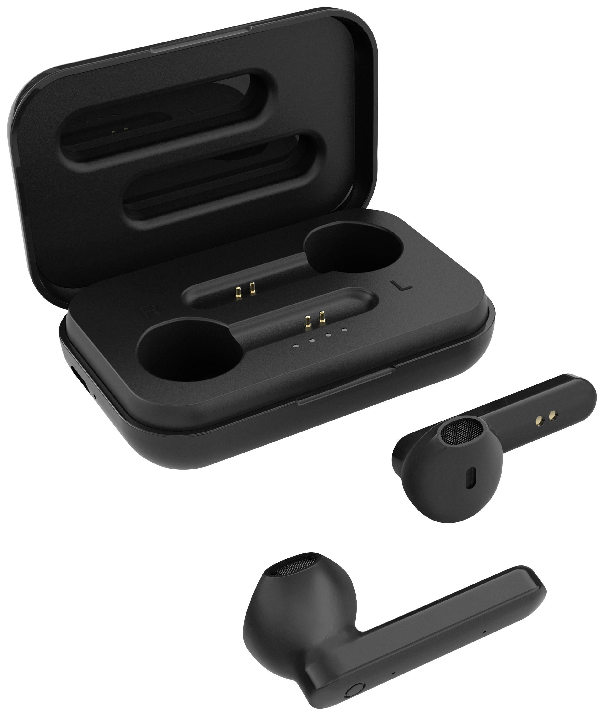 STREETZ TWS-104 In Ear Headset Bluetooth® Stereo Schwarz Batterieladeanzeige, Headset, Ladecase, Touch-Steuerung