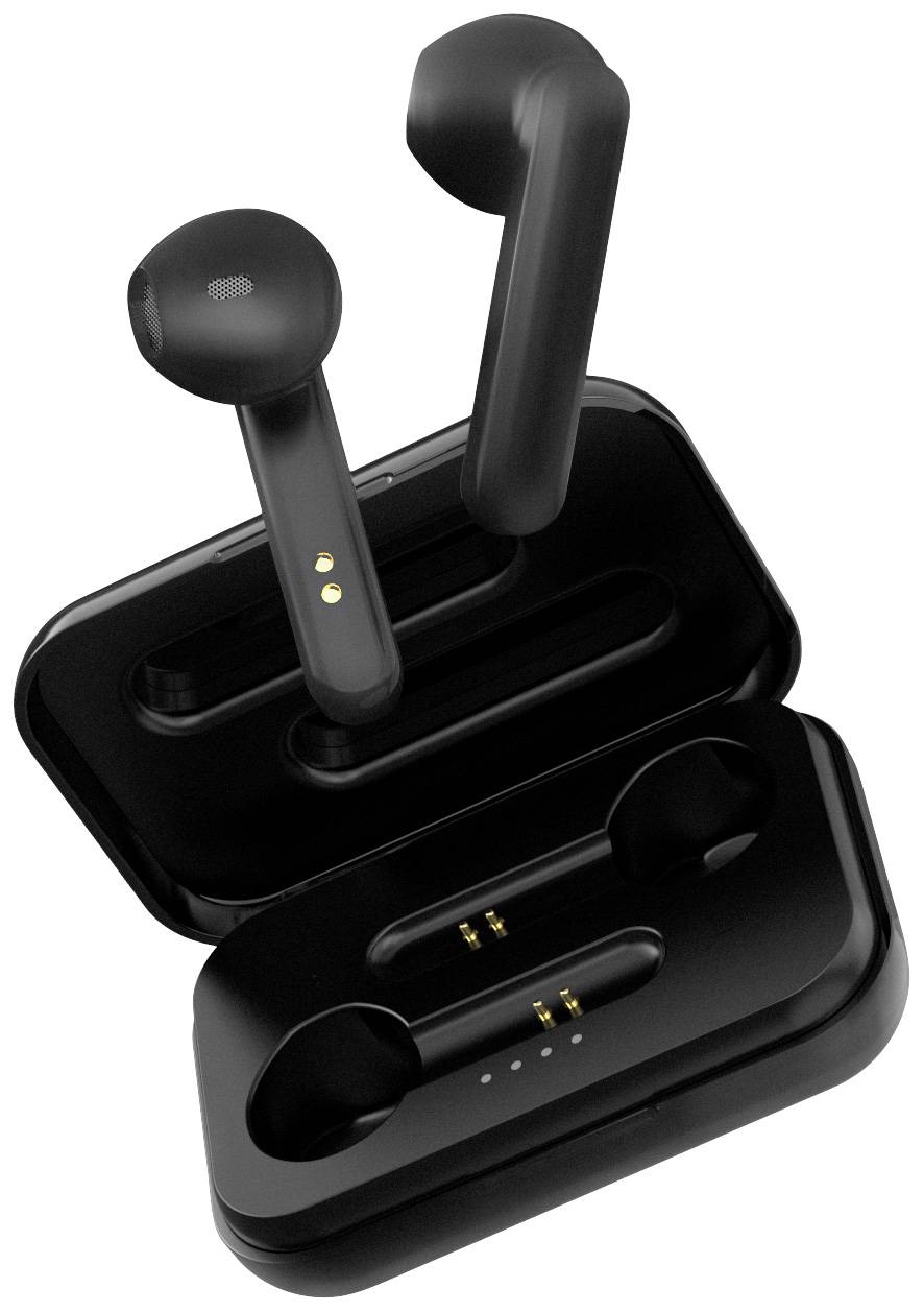 STREETZ TWS-104 In Ear Headset Bluetooth® Stereo Schwarz Batterieladeanzeige, Headset, Ladecase, Touch-Steuerung
