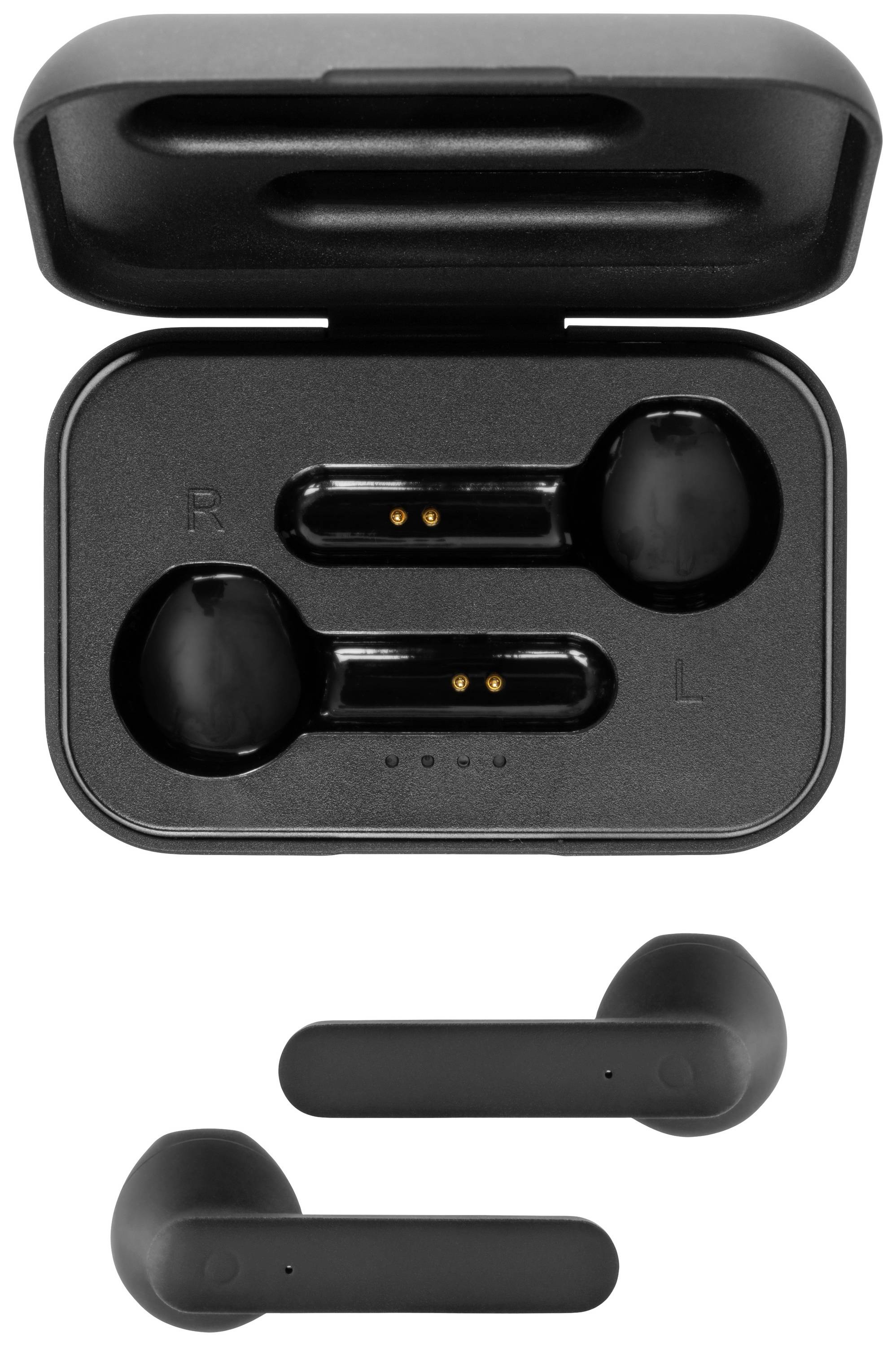 STREETZ TWS-104 In Ear Headset Bluetooth® Stereo Schwarz Batterieladeanzeige, Headset, Ladecase, Touch-Steuerung
