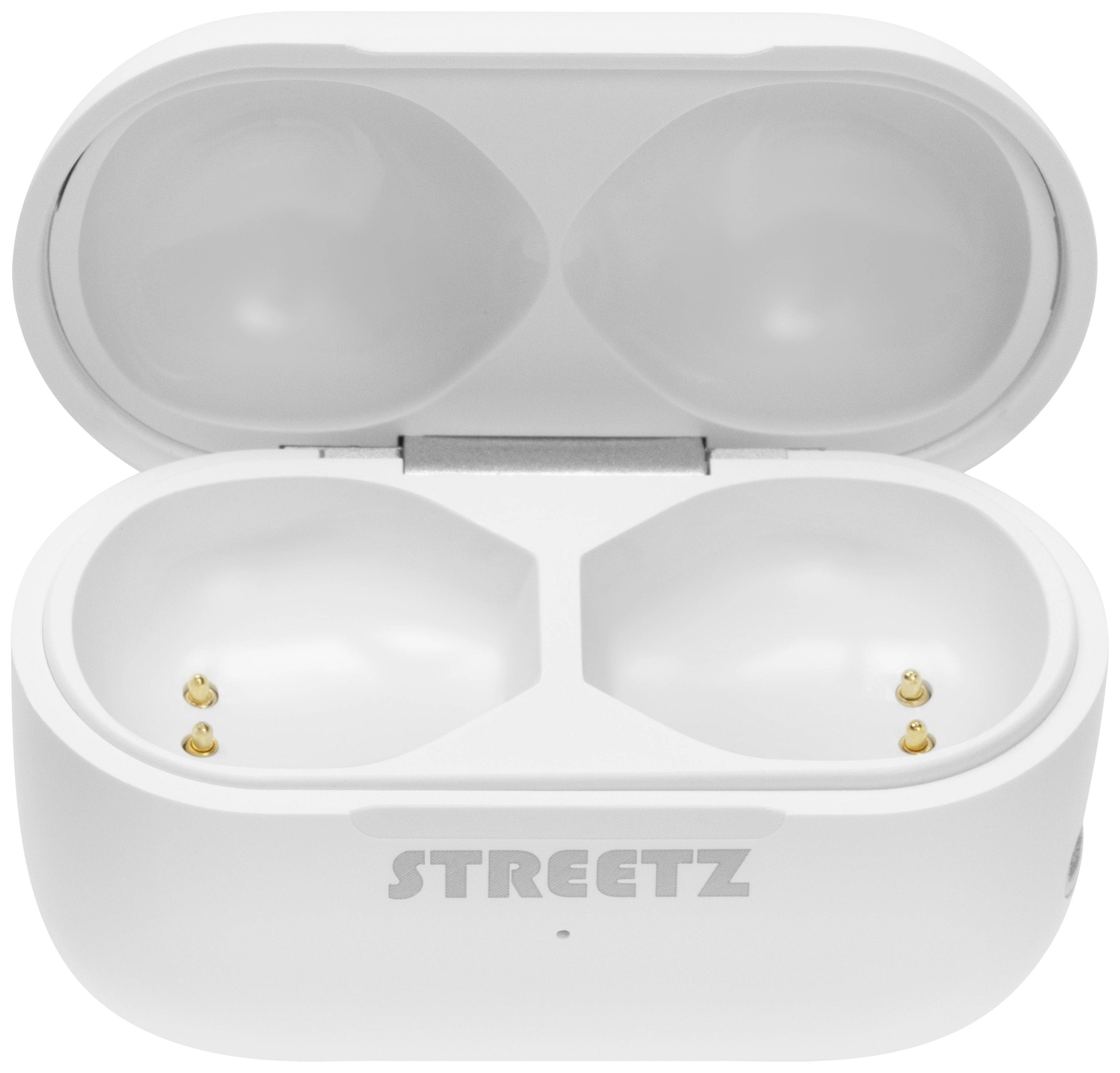 STREETZ TWS-114 In Ear Headset Bluetooth® Stereo Weiß Batterieladeanzeige, Headset, Ladecase, Lauts