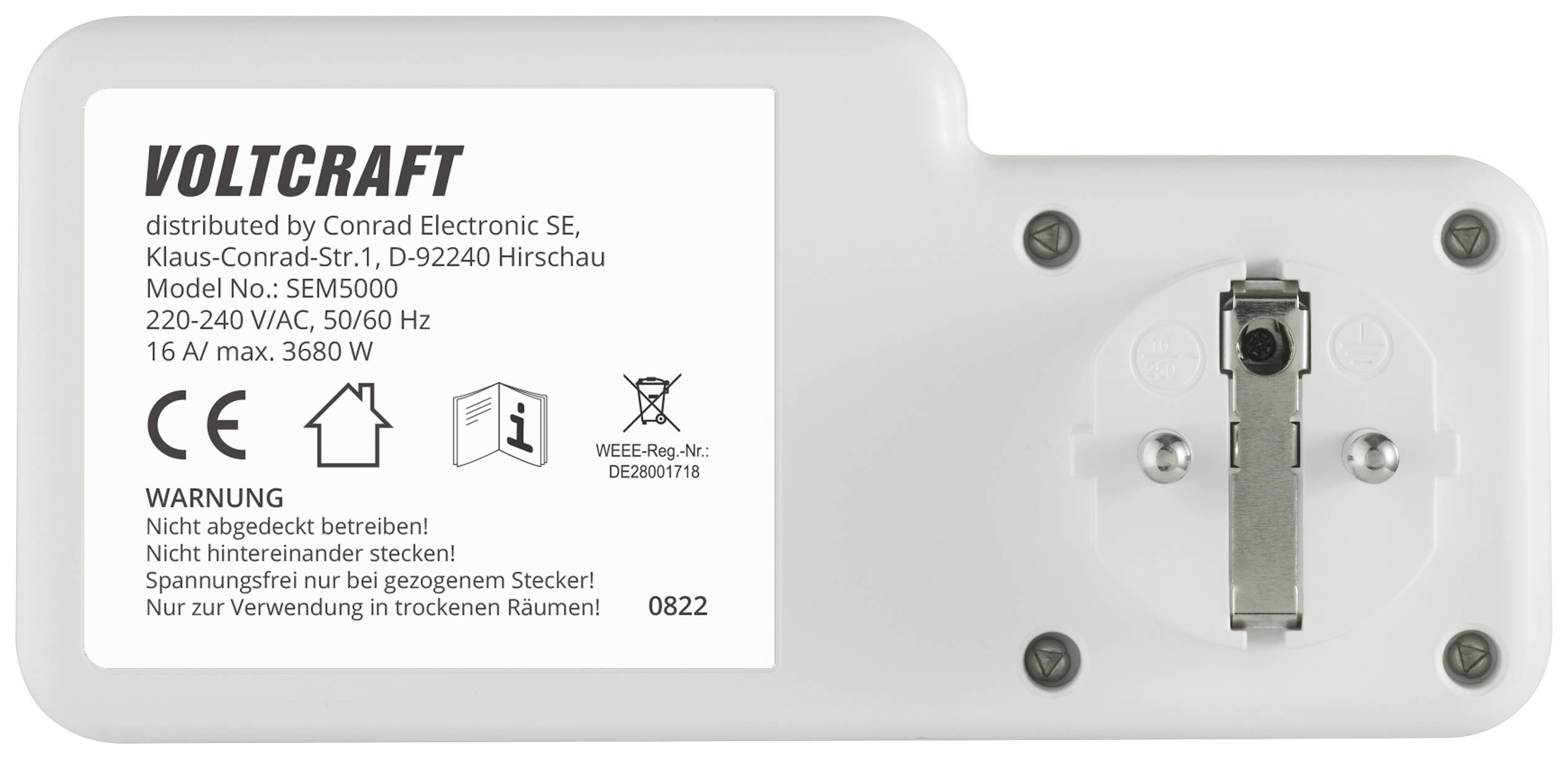 VOLTCRAFT SEM5000 Energiekosten-Messgerät Kostenprognose, Alarmfunktion, Stromtarif einstellbar, Datenloggerfunktion