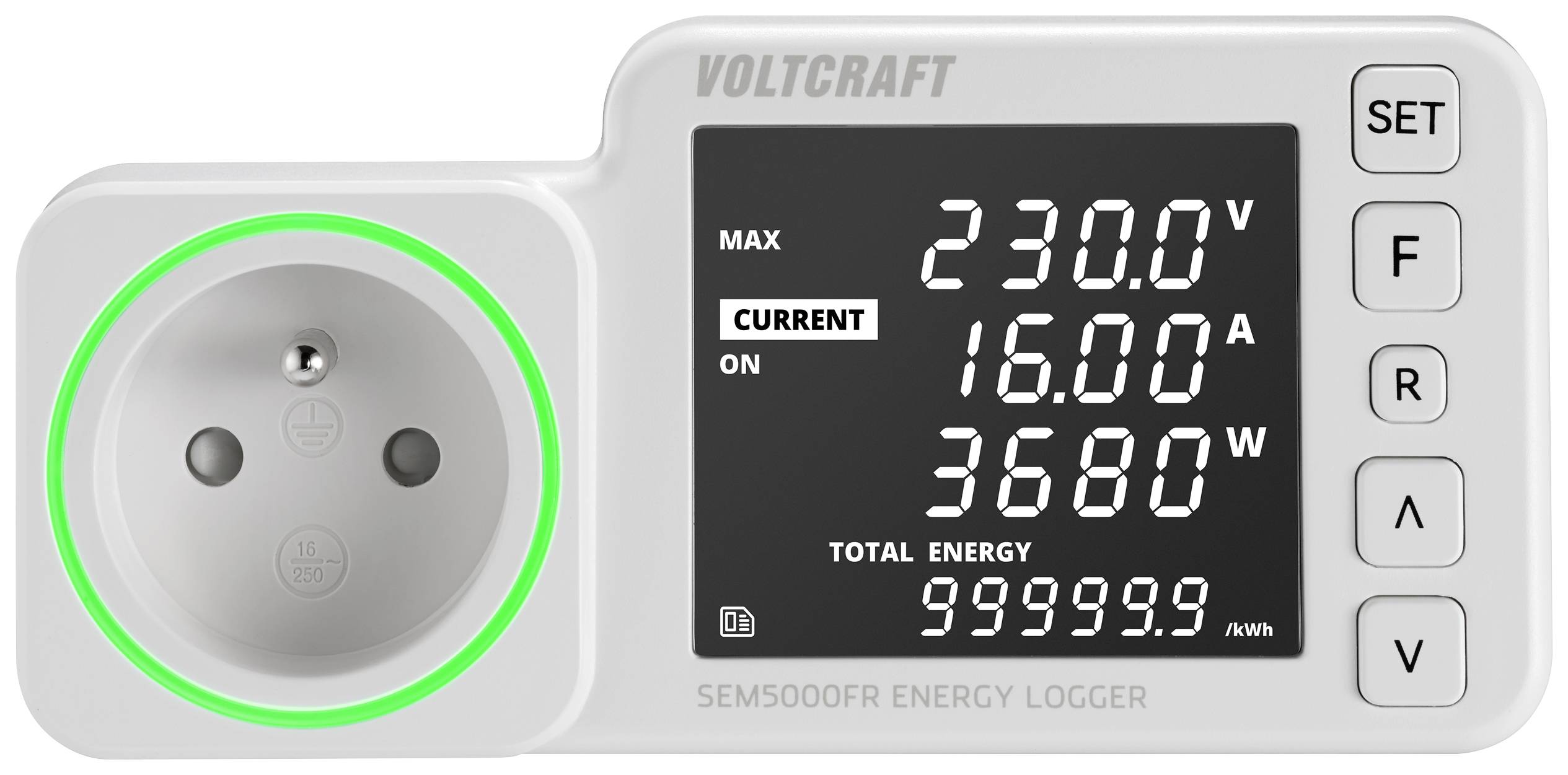 VOLTCRAFT SEM5000 FR Energiekosten-Messgerät Kostenprognose, Alarmfunktion, Stromtarif einstellbar, Datenloggerfunktion