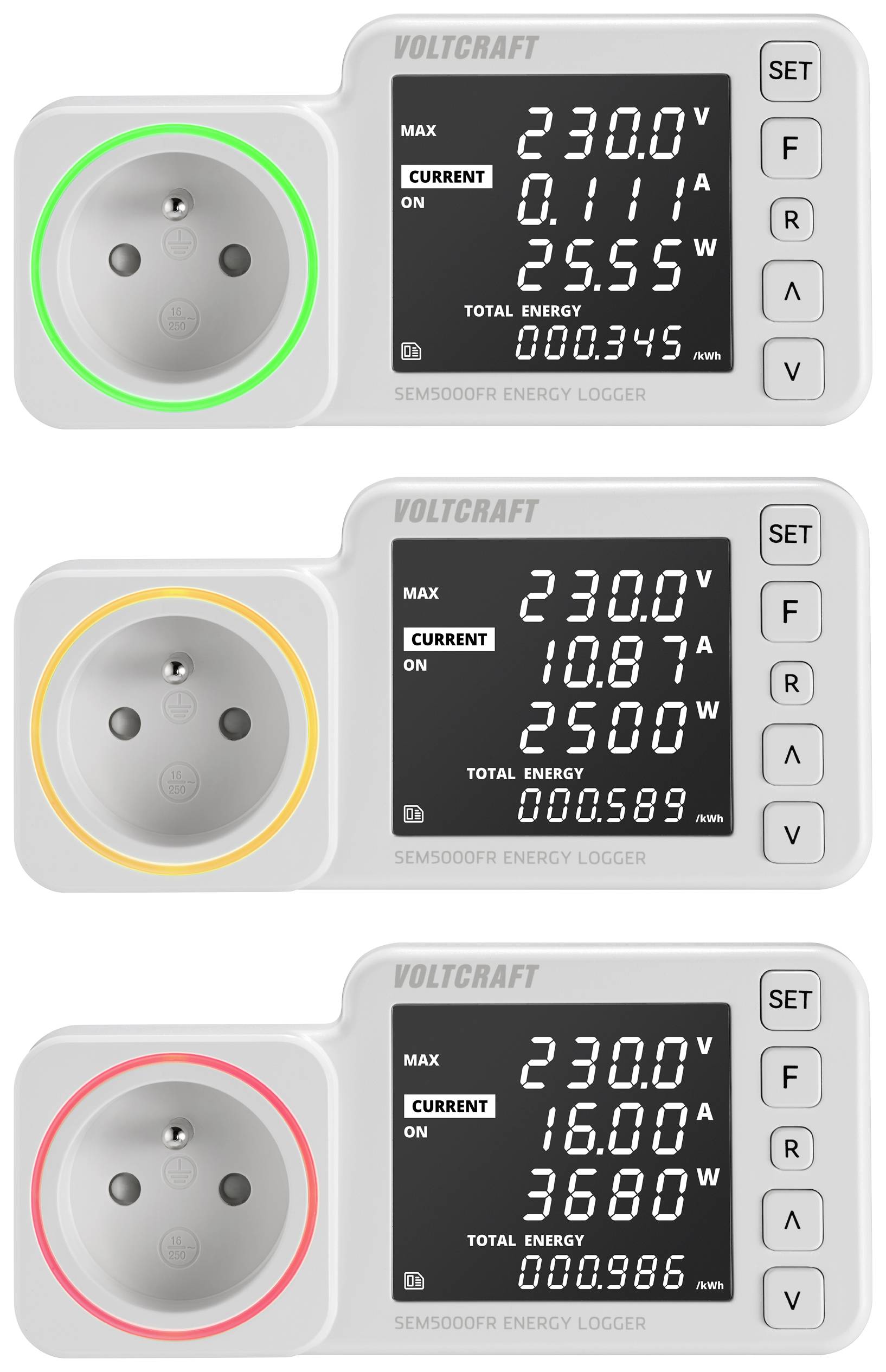 VOLTCRAFT SEM5000 FR Energiekosten-Messgerät Kostenprognose, Alarmfunktion, Stromtarif einstellbar, Datenloggerfunktion