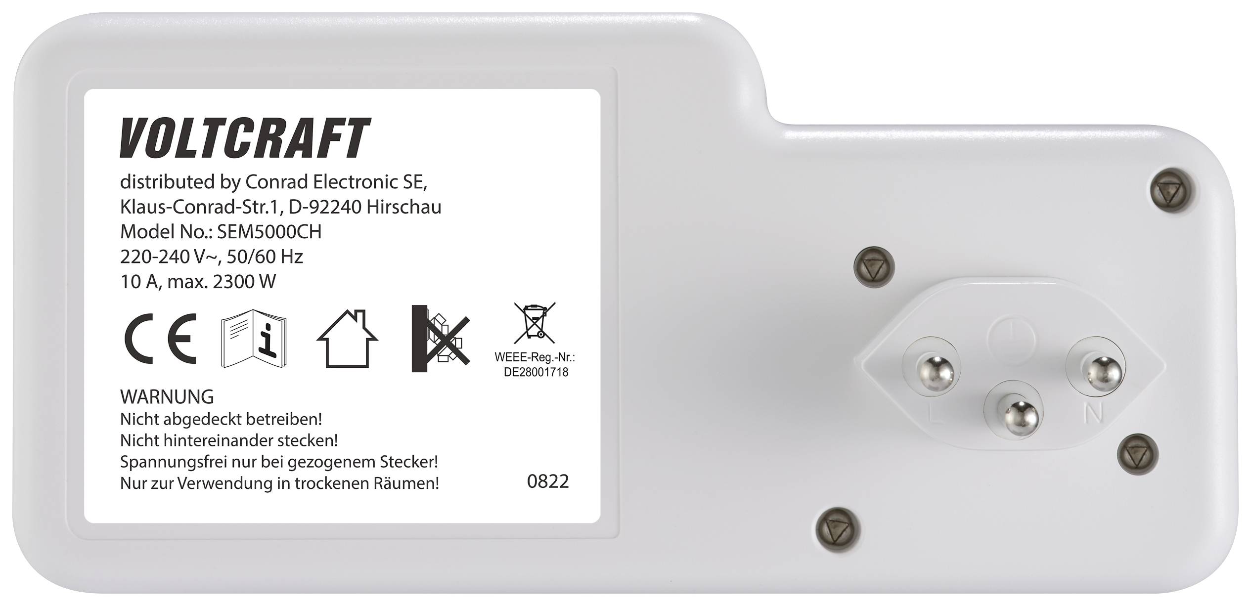 VOLTCRAFT SEM5000 CH Energiekosten-Messgerät Kostenprognose, Alarmfunktion, Stromtarif einstellbar, Datenloggerfunktion