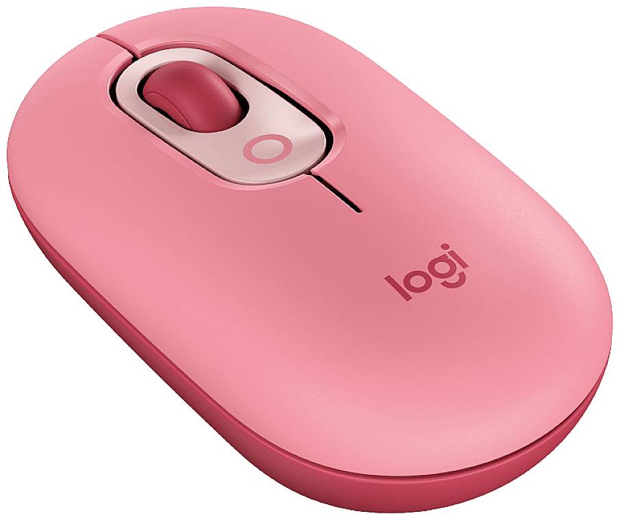 Logitech POP Maus Bluetooth® Optisch Himbeerrot, Korallenrot 4 Tasten 4000 dpi Easy Switch 3 Geräte, Geräuscharme Tasten, Integriertes Scrollrad