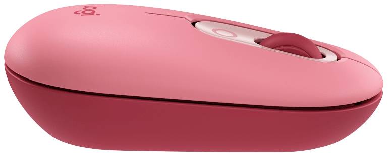 Logitech POP Maus Bluetooth® Optisch Himbeerrot, Korallenrot 4 Tasten 4000 dpi Easy Switch 3 Geräte, Geräuscharme Tasten, Integriertes Scrollrad