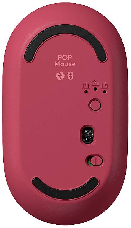 Logitech POP Maus Bluetooth® Optisch Himbeerrot, Korallenrot 4 Tasten 4000 dpi Easy Switch 3 Geräte, Geräuscharme Tasten, Integriertes Scrollrad