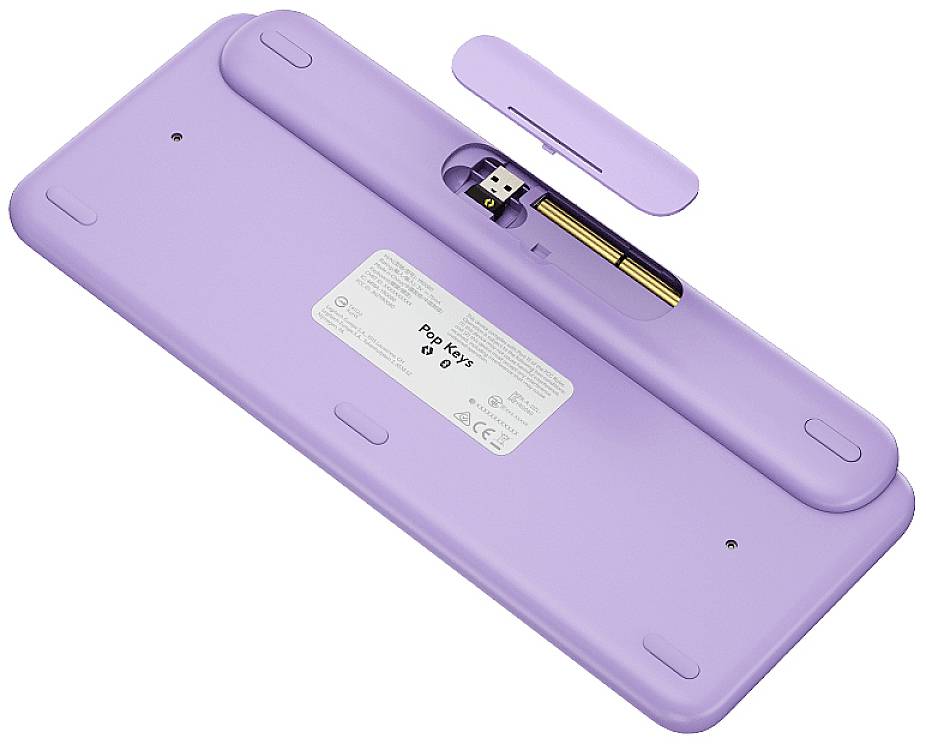 Logitech POP Bluetooth® Tastatur Deutsch, QWERTZ Violett, Minze, Gelb Easy Switch 3 Geräte, Multimediatasten, Multipair-Funktion