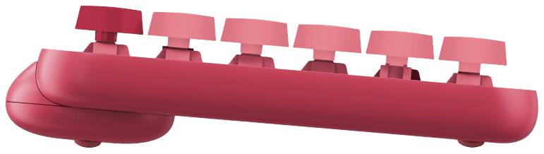 Logitech POP Bluetooth® Tastatur Deutsch, QWERTZ Himbeerrot, Korallenrot Easy Switch 3 Geräte, Multimediatasten, Multipair-Funktion