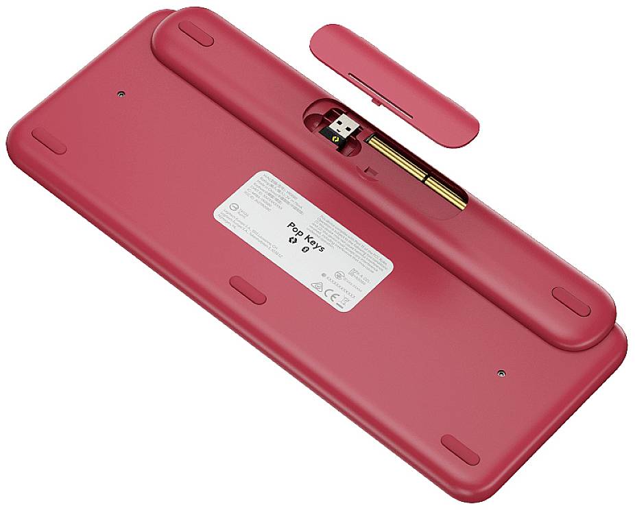 Logitech POP Bluetooth® Tastatur Deutsch, QWERTZ Himbeerrot, Korallenrot Easy Switch 3 Geräte, Multimediatasten, Multipair-Funktion