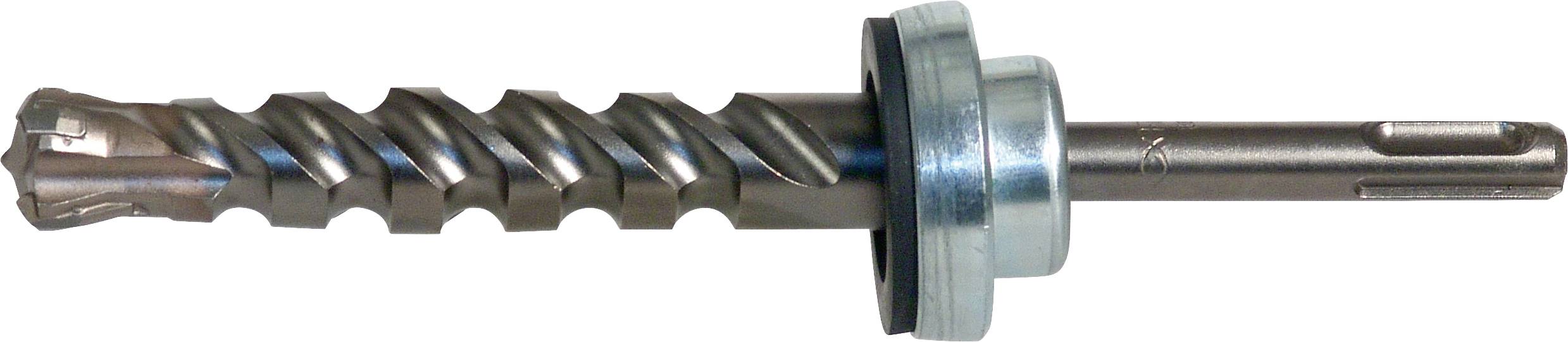 Ein Metallbohrer mit einer spiralförmigen Schneidwelle und einem langen zylindrischen Schaft, horizontal auf weißem Hintergrund dargestellt.
