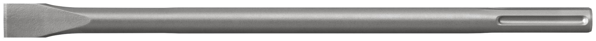 Ein dünner silberner Metallstab oder Griff mit einem geschlitzten Ende, horizontal auf einem einfachen weißen Hintergrund dargestellt.