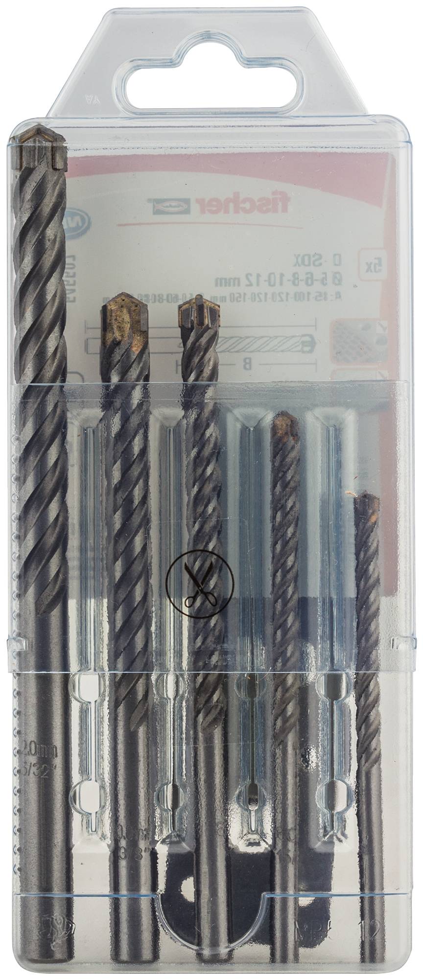 Fischer 545507 Stein-Spiralbohrer-Set 5 mm, 6 mm, 8 mm, 10 mm, 12mm Zylinderschaft 1St.