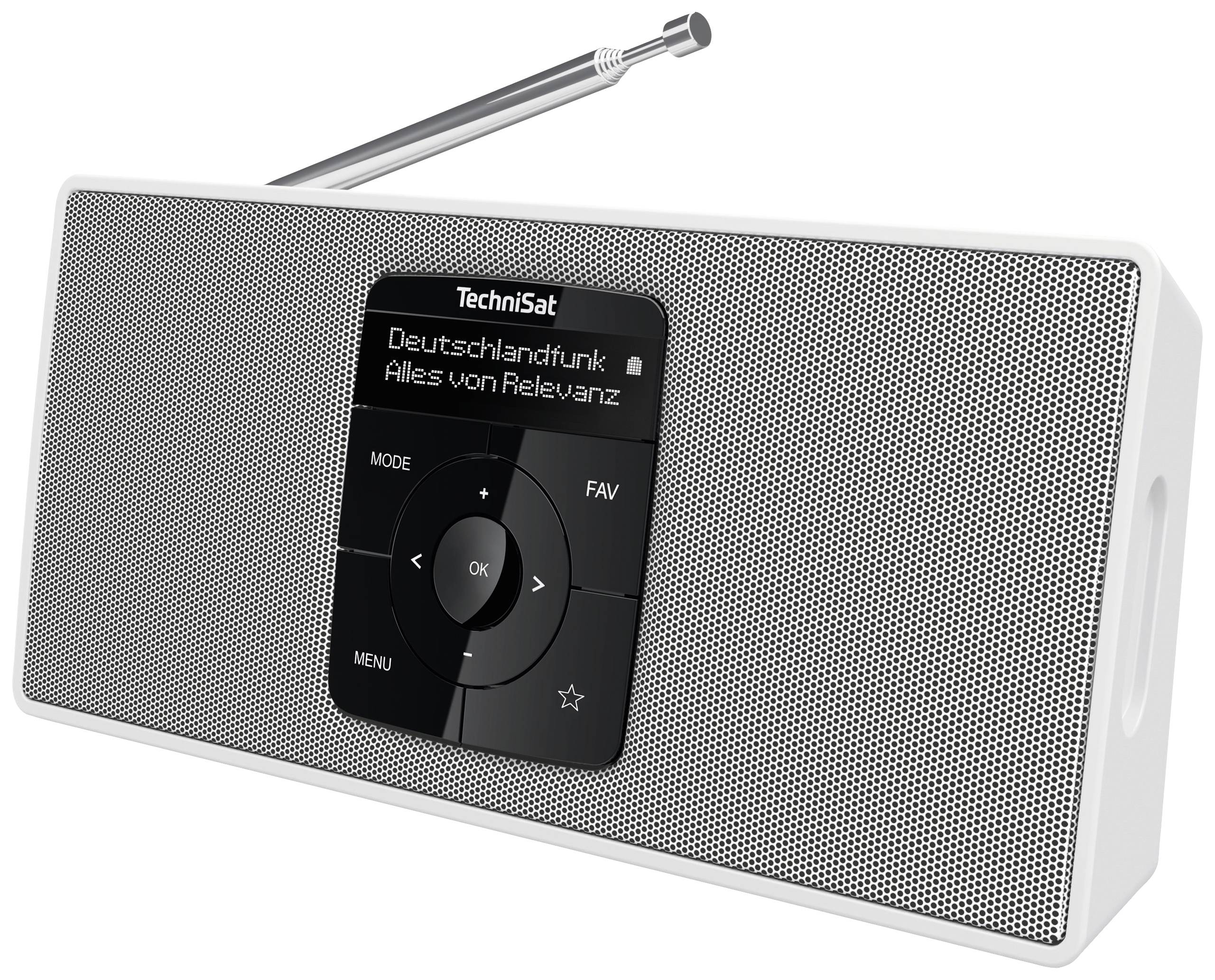 TechniSat DIGITRADIO 2 S Taschenradio DAB+, UKW Bluetooth® Weckfunktion, wiederaufladbar Weiß