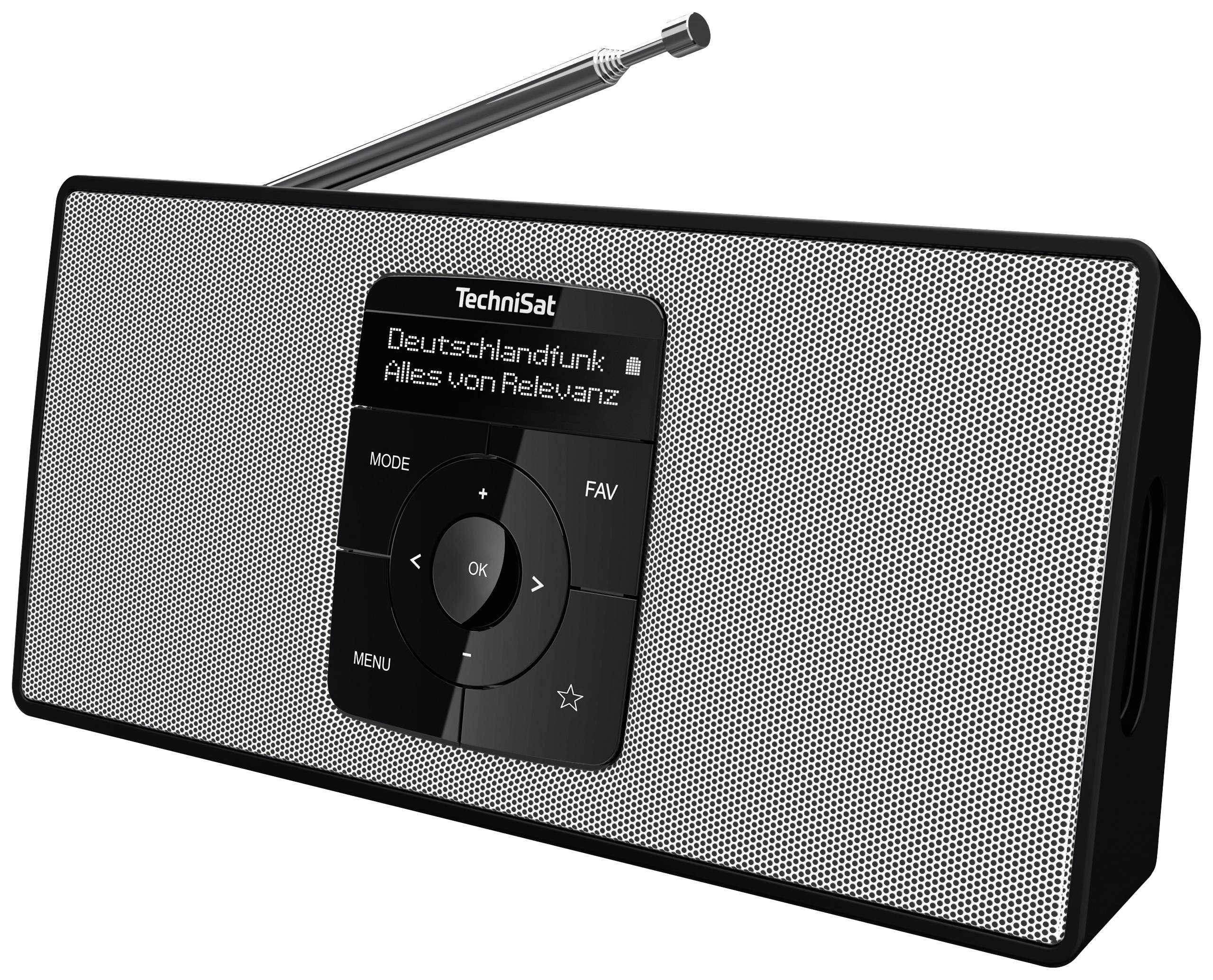 TechniSat DIGITRADIO 2 S Taschenradio DAB+, UKW Bluetooth® Weckfunktion, wiederaufladbar Schwarz, Weiß