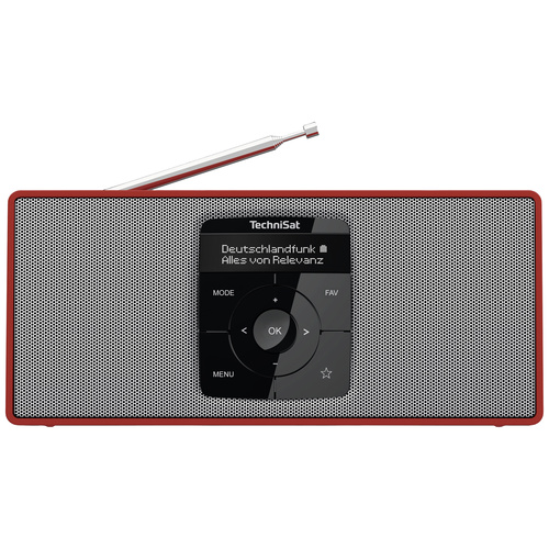 TechniSat DIGITRADIO 2 S Radio de poche DAB+, FM Bluetooth fonction réveil, rechargeable rouge, argent
