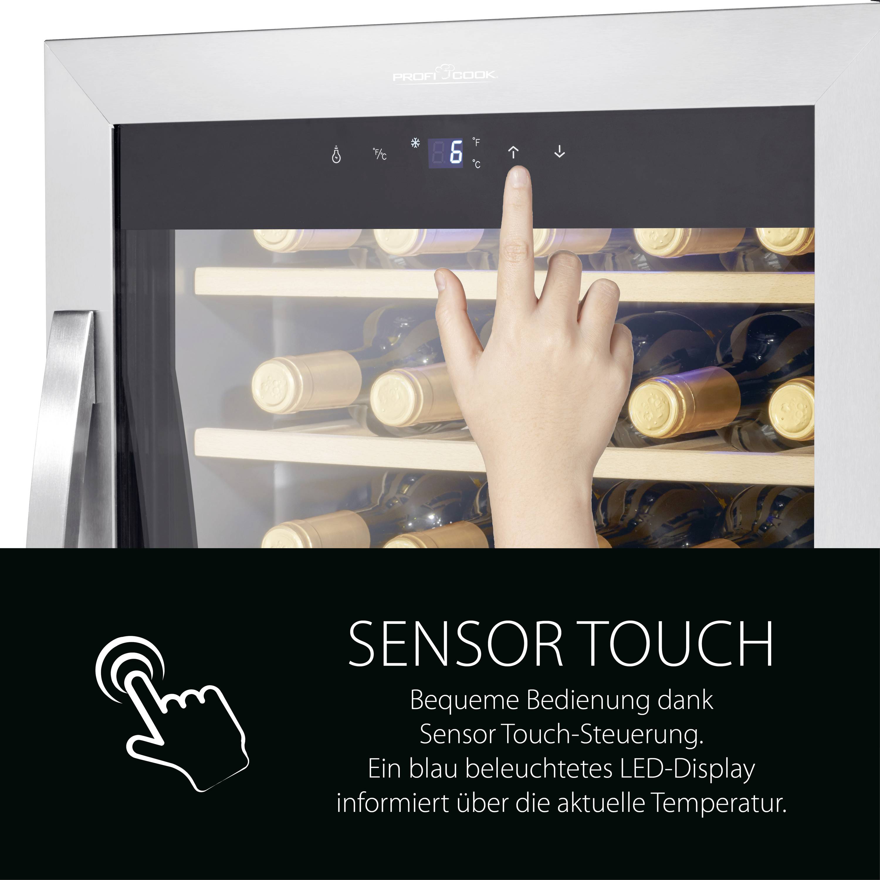 Profi Cook PC-WK 1235 Glaskühlschrank 95 l EEK: G (A - G) Standgerät Inox