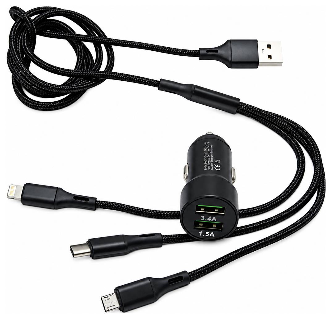 IWH Dual USB Auto Ladegerät 3IN1 12/24V / 3,4A Belastbarkeit Strom max.=3.4A 12/24V