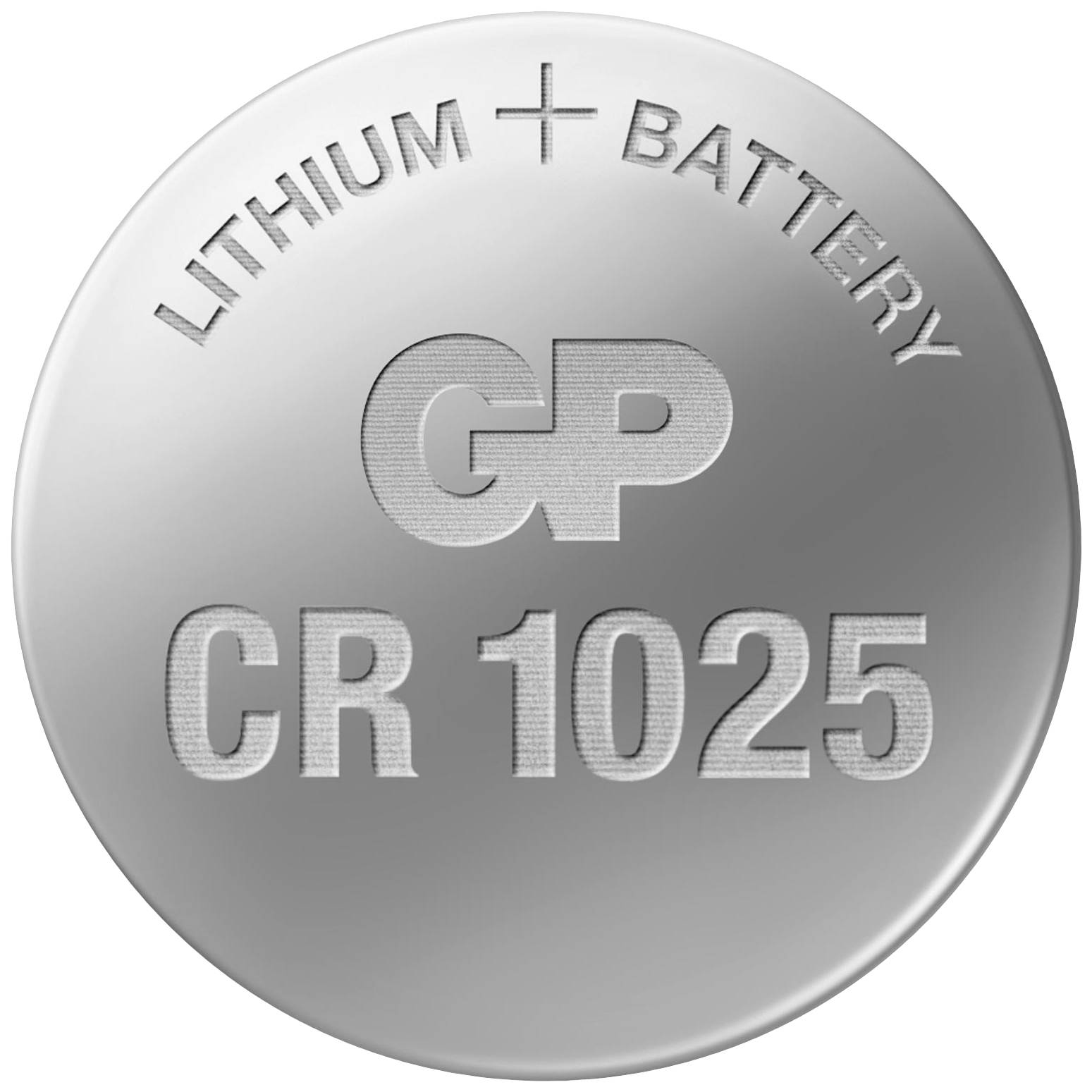 'Lithium-Batterie GP CR 1025' geprägt auf der Oberseite einer silbernen Knopfzelle.